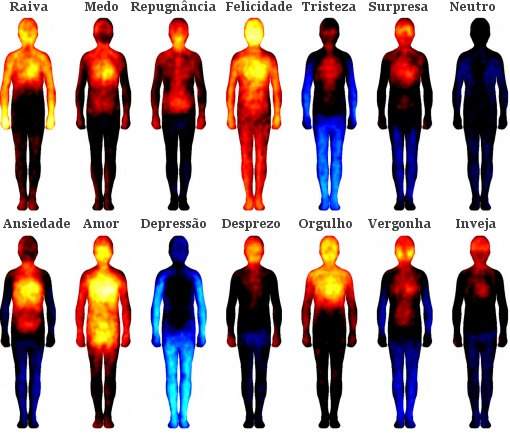 Mapa das emoes relaciona rea do corpo com cada emoo